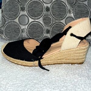 Black with Tan espadrille Wedges